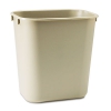 Deskside Plastic Wastebasket, Rectangular, 3 1/2 Gal, Beige