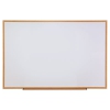 Dry-erase Board, Melamine, 72 X 48, White, Oak-finished Frame