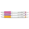 Acroball Purewhite Pen, .7mm, Black Ink, Pink/purple/orange Barrel, 3/pack