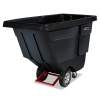 Rotomolded Tilt Truck, Rectangular, Plastic, 850lb Cap, Black