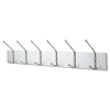Metal Wall Rack, Six Ball-tipped Double-hooks, 36w X 3-3/4d X 7h, Satin Metal