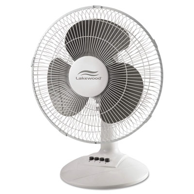 12-inch Three-speed Oscillating Desk Fan, Metal/plastic, White