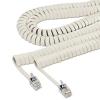 Coiled Phone Cord, Plug/plug, 25 Ft., Ash