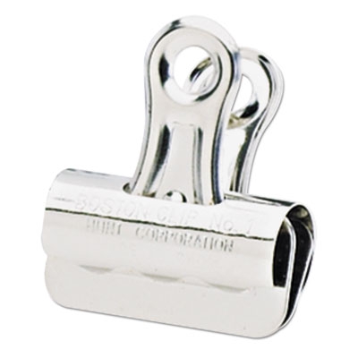 Bulldog Clips, Steel, 7/16" Capacity, 1-1/4"w, Nickel-plated, 36/box