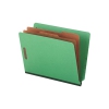 Pressboard End Tab Folders, Letter, Six-section, Green, 10/box