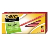 Round Stic Xtra Life Ballpoint Pen, Red Ink, 1mm, Medium, Dozen