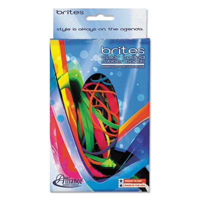 Brites Pic-pac Rubber Bands, Blue/orange/yellow/lime/purple/pink, 1-1/2-oz Box
