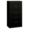 500 Series Five-drawer Lateral File, 36w X 19-1/4d X 67h, Black
