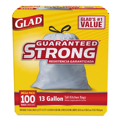 Tall Kitchen Drawstring Bags, 24 X 27 3/8, 13gal, .95mil, 100/box, 4/ct