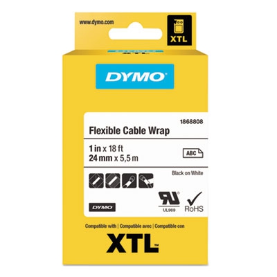 Xtl Flexible Cable Wrap Labels, 1" X 18 Ft., White/black Print