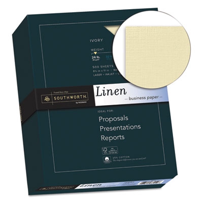 25% Cotton Linen Business Paper, Ivory, 24lb, 8 1/2 X 11, 500 Sheets