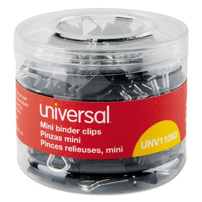 Mini Binder Clips, 1/4" Capacity, 1/2" Wide, Black, 60/pack