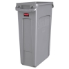 Slim Jim Receptacle W/venting Channels, Rectangular, Plastic, 23gal, Gray