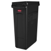 Slim Jim Receptacle W/venting Channels, Rectangular, Plastic, 23gal, Black