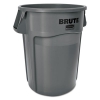 Round Brute Container, Plastic, 55 Gal, Gray