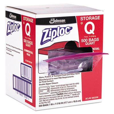 Double Zipper Bags, Plastic, 1gal, 1.75mil, Clear W/write-on Panel, 250/box
