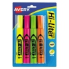 Hi-liter Desk-style Highlighter, Chisel Tip, Assorted Colors, 4/set