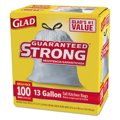 Tall Kitchen Drawstring Bags, 24 X 27 3/8, 13gal, .95mil, 100/box, 4/ct