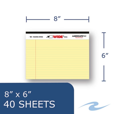 Wide Landscape Format Writing Pad, College Ruled, 8 X 6, Canary, 40 Sheets