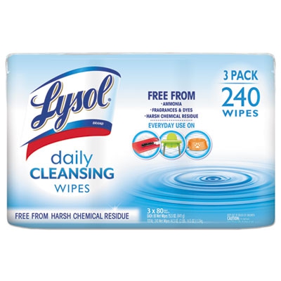 Daily Cleansing Wipes, 8" X 7", White, 80 Wipes Per Canister, 3 Canisters/pack