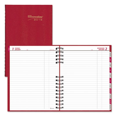 Coilpro Daily Planner, Ruled, 1 Page/day, 7 7/8 X 10, Red, 2018