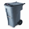 Rubbermaid Commercial Fg9w2100gray Brute Mdpe 65-gallon Rollout Trash Can, Rectangular, Gray