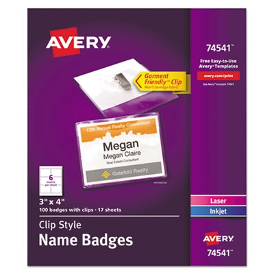 Badge Holder Kit W/laser/inkjet Insert, Top Load, 3 X 4, White, 100/box