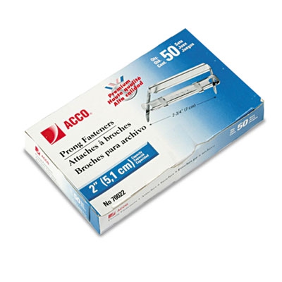 Premium Two-piece Paper File Fasteners, 2" Cap., 2 3/4" Center, Silver, 50/box