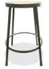 Industrial Metal Shop Stool Backless, Supports Up To 300 Lb, 24&quot; Seat Height, Brown Seat, Gray Base