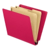 Pressboard End Tab Classification Folders, Letter, 2 Dividers, Red, 10/box