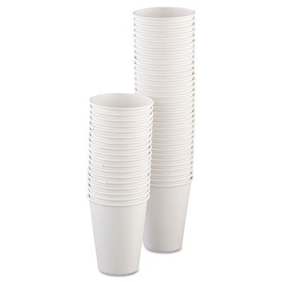 Single-sided Poly Paper Hot Cups, 12oz, White, 50/bag, 20 Bags/carton