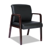 Alera Reception Lounge Series Guest Chair, Mahogany/black Leather