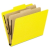 Six-section Colored Classification Folders, Letter, 2/5 Tab, Yellow, 10/box