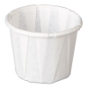 Squat Paper Portion Cup, Pleated, .5oz, White, 250/sleeve, 20 Sleeve/carton