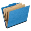 Six-section Colored Classification Folders, Legal, 2/5 Tab, Light Blue, 10/box