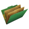 Six-section Colored Classification Folders, Legal, 2/5 Tab, Green, 10/box