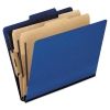 Six-section Colored Classification Folders, Legal, 2/5 Tab, Blue, 10/box