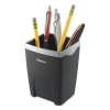 Office Suites Divided Pencil Cup, Plastic, 3 1/16 X 3 1/16 X 4 1/4, Black/silver