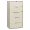 500 Series Five-drawer Lateral File, 36w X 19-1/4d X 67h, Light Gray