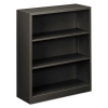 Metal Bookcase, Three-shelf, 34-1/2w X 12-5/8d X 41h, Charcoal
