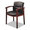 5000 Series Park Avenue Collection Guest Chair, Black Leather/mahogany Finish