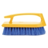 Long Handle Scrub Brush, 6&quot; Brush, Yellow Plastic Handle/blue Bristles