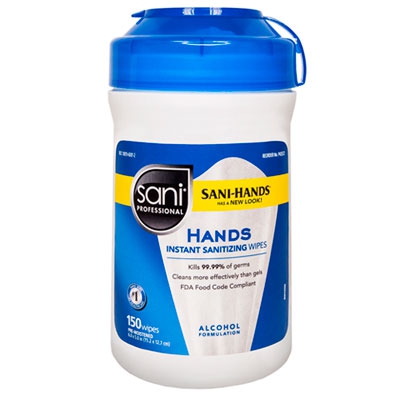 Hands Instant Sanitizing Wipes With Polypropylene, 7 1/2 X 5, 300/canister, 6/ct