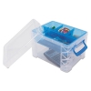 Super Stacker Divided Storage Box, Clear W/blue Tray/handles, 7 1/2 X 10.12x6.5