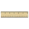 Flat Wood Ruler W/double Metal Edge, 12&quot;, Clear Lacquer Finish
