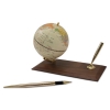 Ivory Globe Holder With Pen Stand, 3 7/8&quot; Diameter, Walnut Base/gold Accents