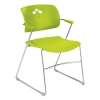 Veer Series Stacking Chair With Arms, Sled Base, Grass/chrome, 4/carton