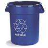 Carlisle 341044rec14 Bronco Lldpe Recycle Trash Container 44 Gallon Capacity 24&quot; Diameter X 31.35&quot; Height Blue