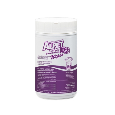Alpet D2 Surface Wipes 160 Wipes/container 6/case Saniziting 50/skid