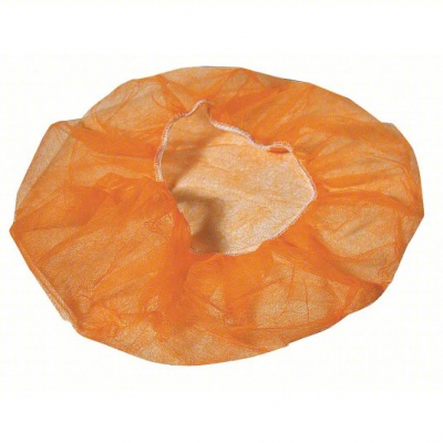  orange Bouffant Cap Hair Cover Polypropylene   Latex Free Flat Pack
